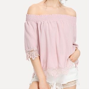 Light Pink Shein Off The Shoulder Top